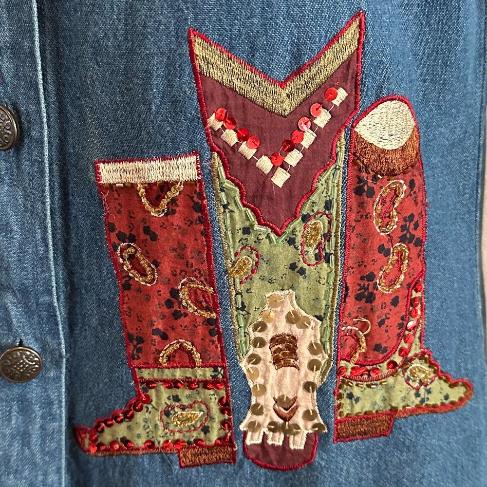 Vintage TANTRUMS Cowgirl Up Denim Jacket - M - Picture 8 of 13